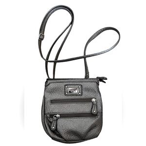 Crossbody Metallic Gray Rossetti Purse Women 7.5" x 7.5" w/Adj. Strap 58" NWOT
